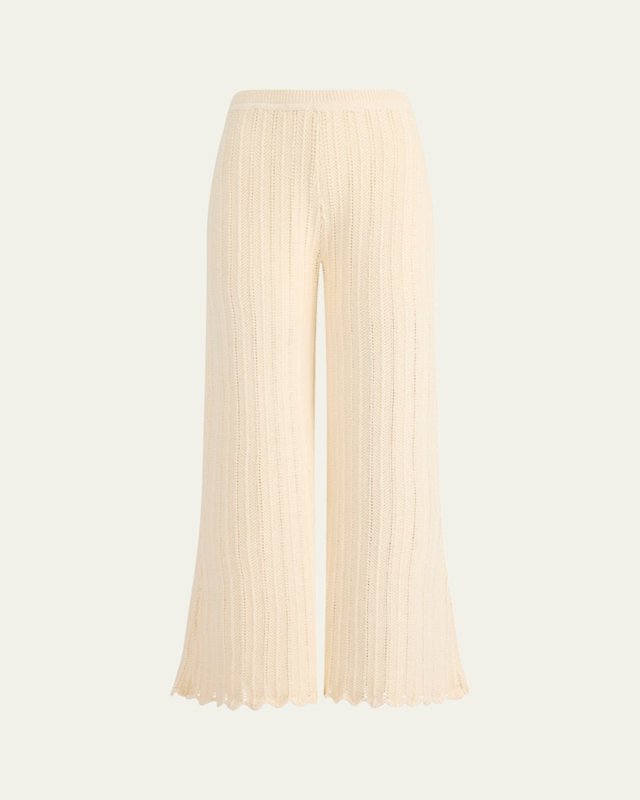Petey Knit Scalloped Wide-Leg Pants